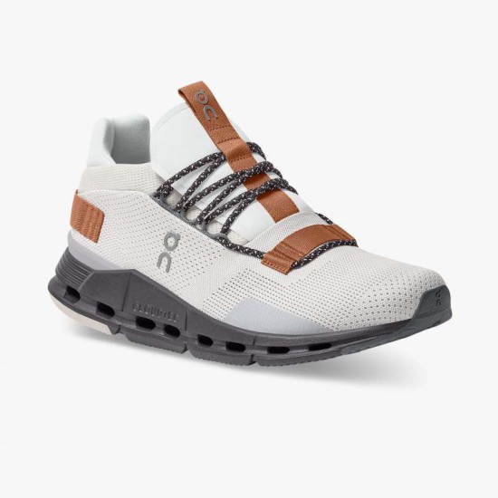 On Men's Cloudnova Running Shoes In White/pecan Discount ...